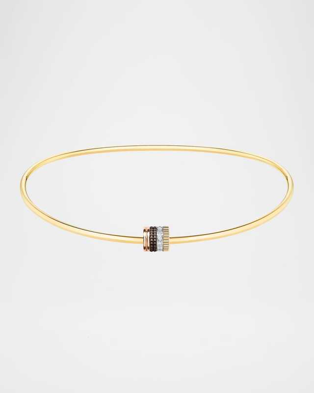 Quatre Classique 18K Tricolor Gold Short Necklace with Diamonds and Brown PVD